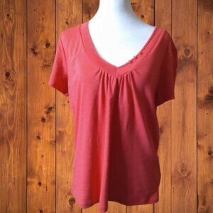 ST. JOHN'S BAY WOMEN'S LARGE V-NECK SHORT SLEEVE T-SHIRT PULLOVER CASUAL